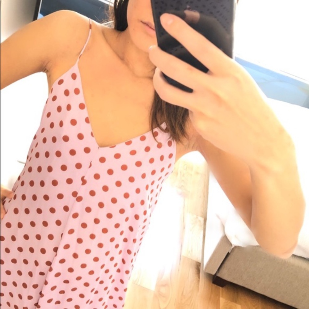 Zara Purple & Pink Polka Dot Satin Slip Dress